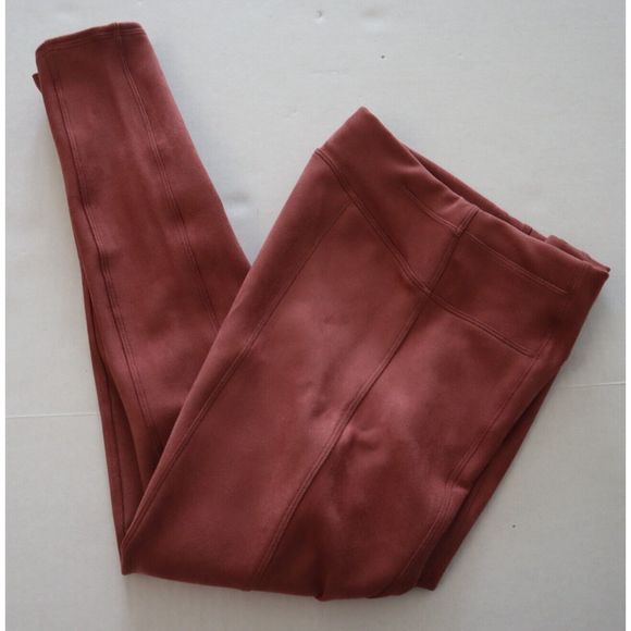 Spanx 20322Q Women's Sz M Rich Rose Pink Faux Suede High Waisted Leggings - Picture 9 of 11